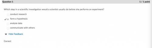 Which step in a scientific investigation would a scientist usually do before she performs an experim