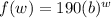 f(w) = 190(b)^{w}