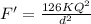 F' = \frac{126KQ^{2}}{d^{2}}