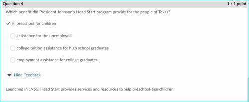 Which benefit did president johnson head start program provide for the people of texas?