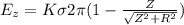 E_{z} = K{\sigma}2\pi(1-\frac{Z}{\sqrt{Z^{2} +R^{2}}})