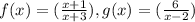 f(x) = (\frac{x+1}{x+3} ), g(x) = (\frac{6}{x-2} )