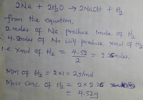 When sodium is put in water, it quickly reacts according to the following equation:  2 na (s) + 2h_2