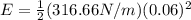 E = \frac{1}{2} (316.66N/m)(0.06)^2