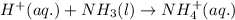 H^+(aq.)+NH_3(l)\rightarrow NH_4^+(aq.)