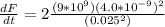 \frac{dF}{dt} = 2\frac{(9*10^9)(4.0*10^{-9})^2}{(0.025^2)}