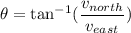 \theta=\tan^{-1}(\dfrac{v_{north}}{v_{east}})