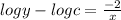 logy - log c = \frac{-2}{x}