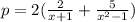 p=2(\frac{2}{x+1} +\frac{5}{x^2-1})