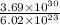 \frac{3.69 \times 10^{30}}{6.02 \times 10^{23}}