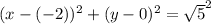 (x-(-2))^2+(y-0)^2=\sqrt{5} ^2