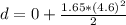 d=0+\frac{1.65*(4.6)^2}{2}