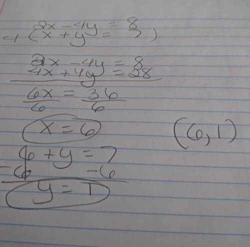Which system of equations has exactly one solution?  0 2x-4y= 8 x+y=7 o 3x+y=-1 6x+2y=-2 3x+3y=3 -6x