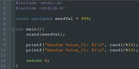 Type a statement using srand() to seed random number generation using variable seedval. then type tw