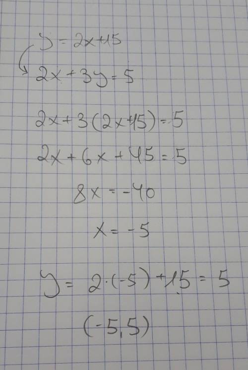 3question they are together  1:  y=2x+15 2x+3y=5 2:  6x+10=14 -7x-10y=-18  3:  16x-8=16 -8x-y=22