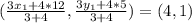 (\frac{3x_1+4*12}{3+4}, \frac{3y_1+4*5}{3+4})=(4,1)