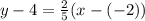y-4 = \frac{2}{5}(x-(-2))