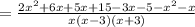=\frac{2x^2+6x+5x+15-3x-5-x^2-x}{x(x-3)(x+3)}