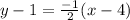 y-1=\frac{-1}{2}(x-4)