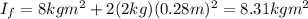 I_{f}=8 kgm^{2}+2(2 kg)(0.28 m)^{2}=8.31 kgm^{2}