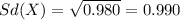 Sd(X) = \sqrt{0.980}=0.990