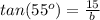 tan(55^o)=\frac{15}{b}