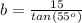 b=\frac{15}{tan(55^o)}