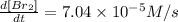 \frac{d[Br_2]}{dt}=7.04\times 10^{-5} M/s