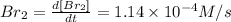 Br_2=\frac{d[Br_2]}{dt}=1.14\times 10^{-4} M/s