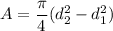 A=\dfrac{\pi}{4}(d_2^2-d_1^2)