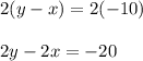 2(y-x)=2(-10) \\ \\ 2y-2x=-20