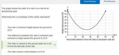 Will give the !  ! the graph shows the payh of a rider on a ride ate the amusement park.what does th