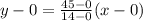 y-0=\frac{45-0}{14-0}(x-0)