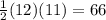 \frac{1}{2}(12)(11)=66