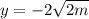 y = -2\sqrt{2m}