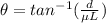 \theta = tan^{-1} (\frac{d}{\mu L})