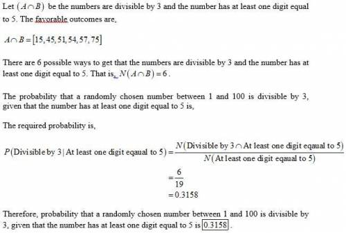 What is the probability that a randomly chosen number between 1 and 100 is divisible by 3, given tha