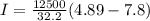 I = \frac{12500}{32.2}(4.89-7.8)
