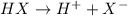 HX\rightarrow H^++X^-