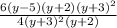 \frac{6(y-5)(y+2)(y+3)^{2}}{4(y+3)^{2}(y+2)}