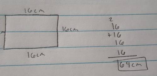 What is the perimeter of a square with area 16 square cm