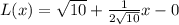 L(x)=\sqrt{10}+\frac{1}{2\sqrt{10}}x-0