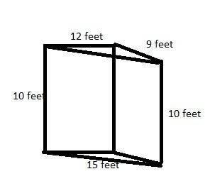 Use a net to find the surface area of the right triangular prism shown below:  three rectangles next