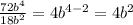 \frac{72b^{4}}{18b^{2}}=4b^{4-2}=4b^{2}