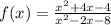 f(x)=\frac{x^2+4x-4}{x^2-2x-8}