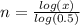 n= \frac{log(x)}{log(0.5)}