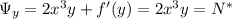 \Psi_y=2x^3y+f'(y)=2x^3y=N^*