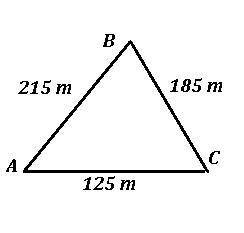 Atriangular lot has sides of 215m, 185m, and 125m. find the measures of the angles at its corners