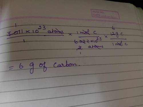 If you have 3.011x1023 atoms of carbon what would you expect it’s mass to be