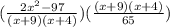 (\frac{2x^2-97}{(x+9)(x+4)})(\frac{(x+9)(x+4)}{65})